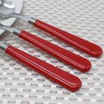 Cutlery Sets Stainless Steel Red Plastic Handle 24 Piece Set