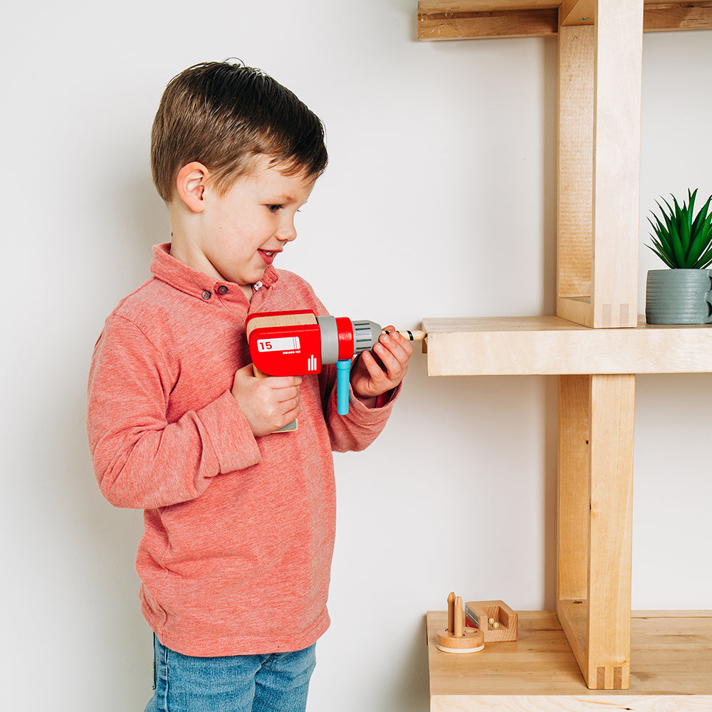 Wooden Drill - Toy Drill With Magnetic Drill Bits
