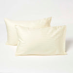 Cotton Stripe Kids Pillowcases 330 Thread Count, 2 Pack | 40 x 60cm | Pastel Yellow