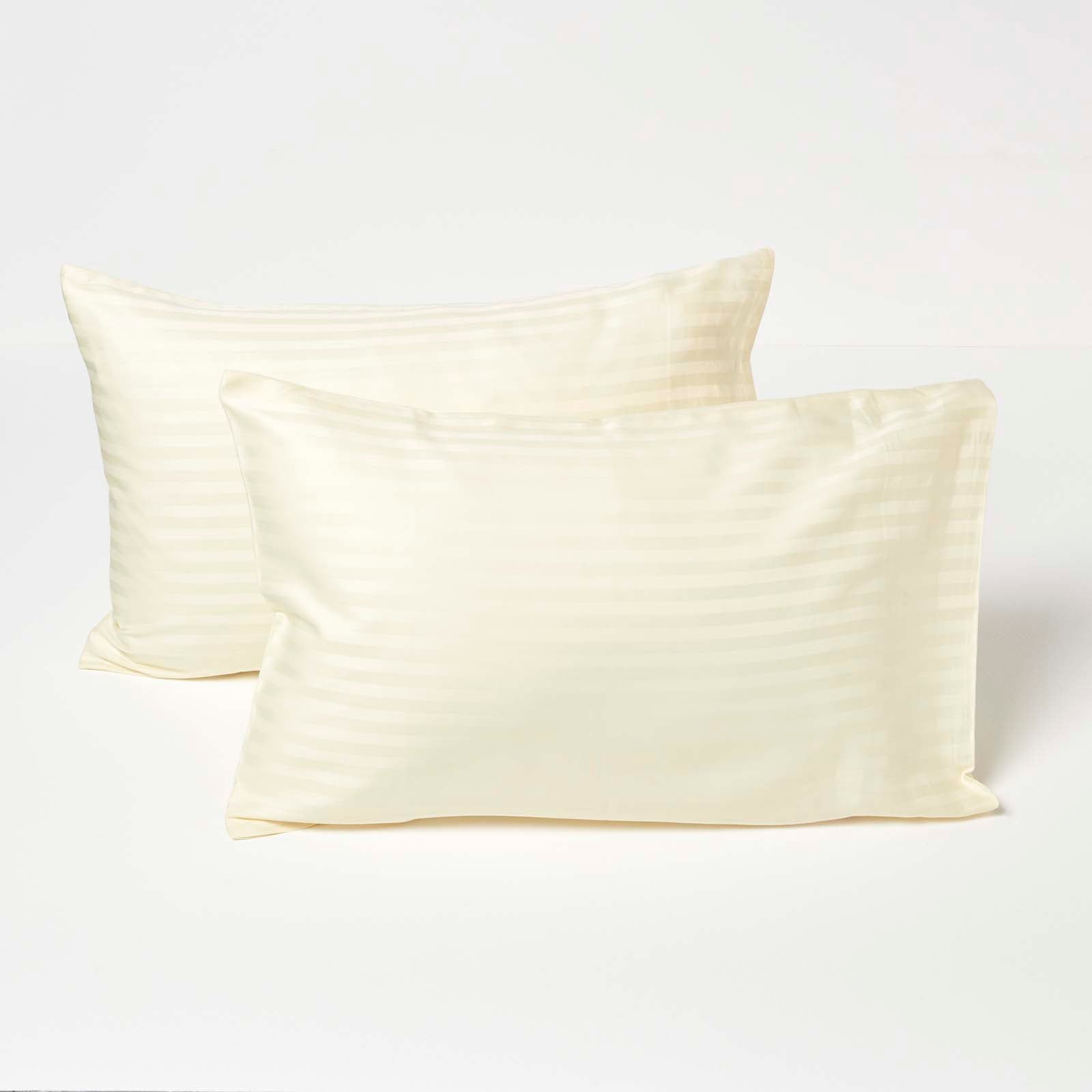 Cotton Stripe Kids Pillowcases 330 Thread Count, 2 Pack | 40 x 60cm | Pastel Yellow
