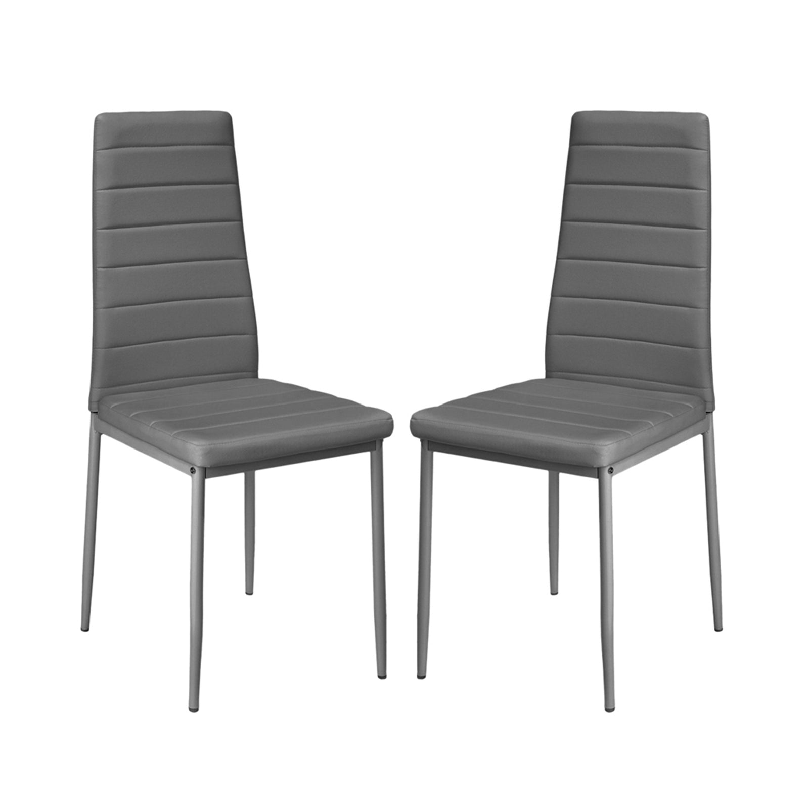 Set Of 2 Pu Leather Upholstered Dining Chairs | Grey