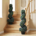 HOMCOM Artificial Lavender Topiary Tree With 315 Leaves And 315 Flowers, Set Of 2