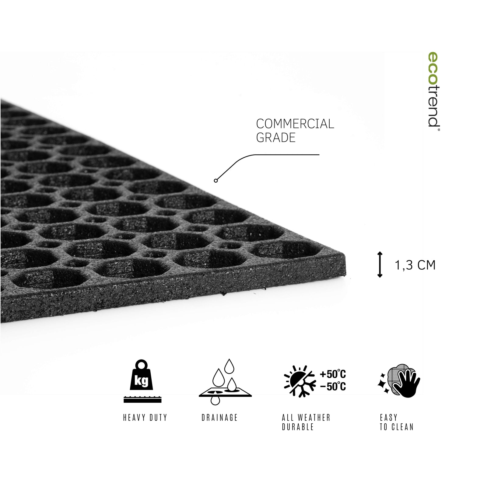 Rubber Ring Entrance Doormat | 60cm x 80cm | Black