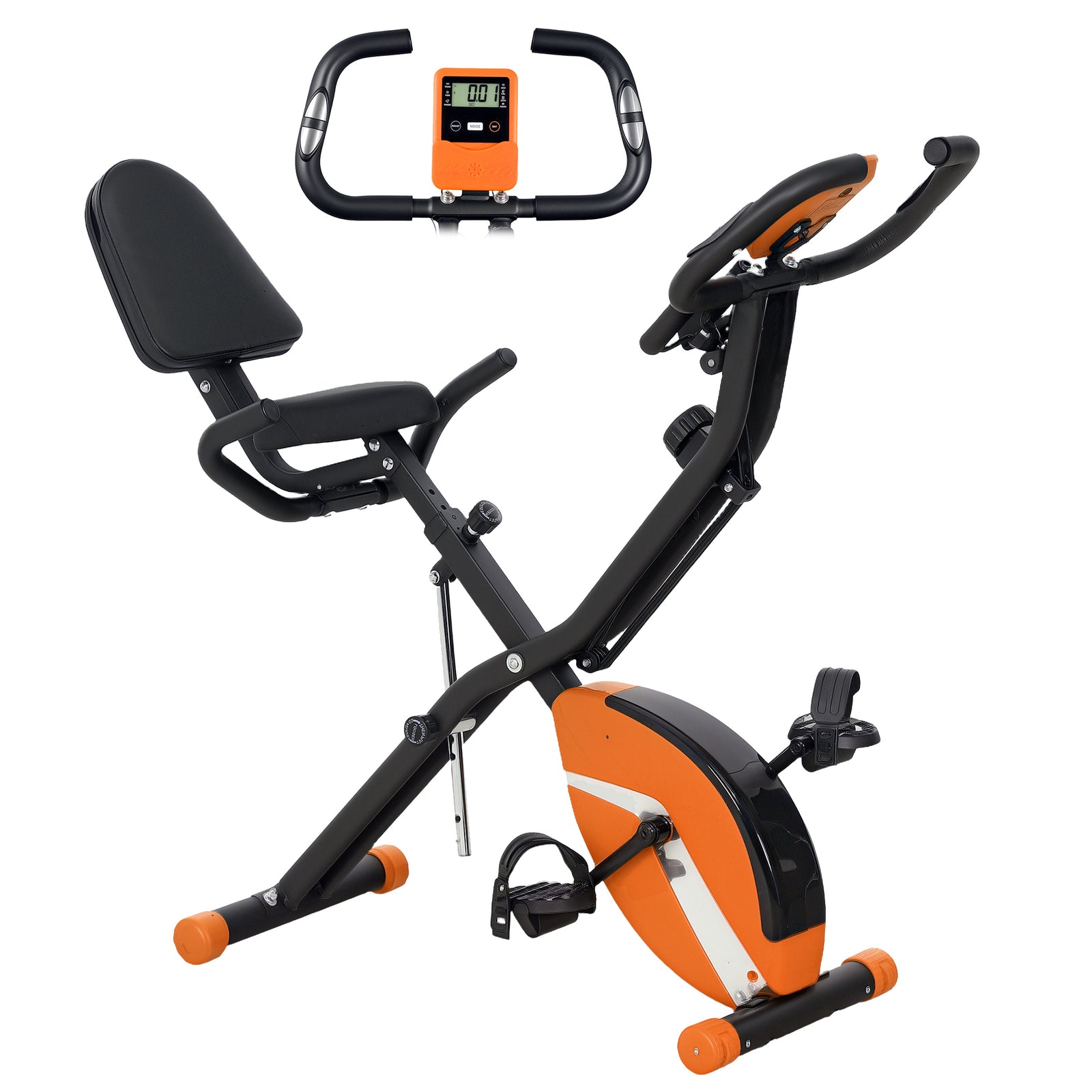 Folding Exercise Bike W/ Arm Bands And Hand Pulse Sensor | Orange