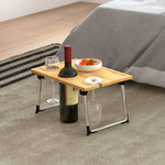 Foldable Wine Picnic Table, Portable With Bottle Holder
