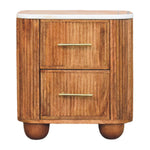Aurora Marble Bedside, 2 Drawers, White and Brown | 6 | Brown