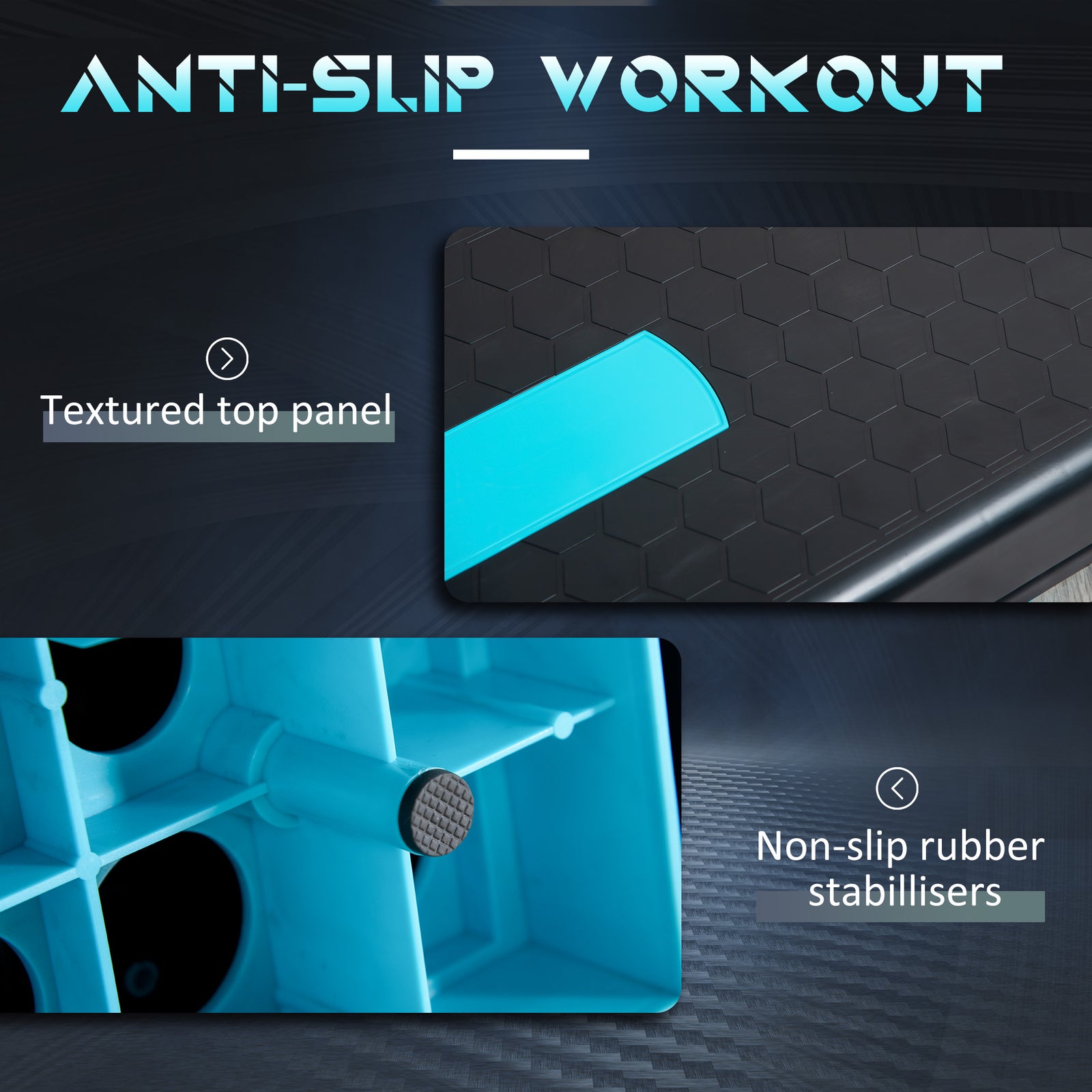 Aerobic Stepper Adjustable Height 3 Levels | Black