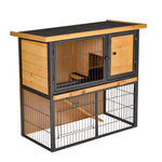 Wood-metal Rabbit Hutch Elevated Pet House Outdoor 89.5 X 45 X 81cm