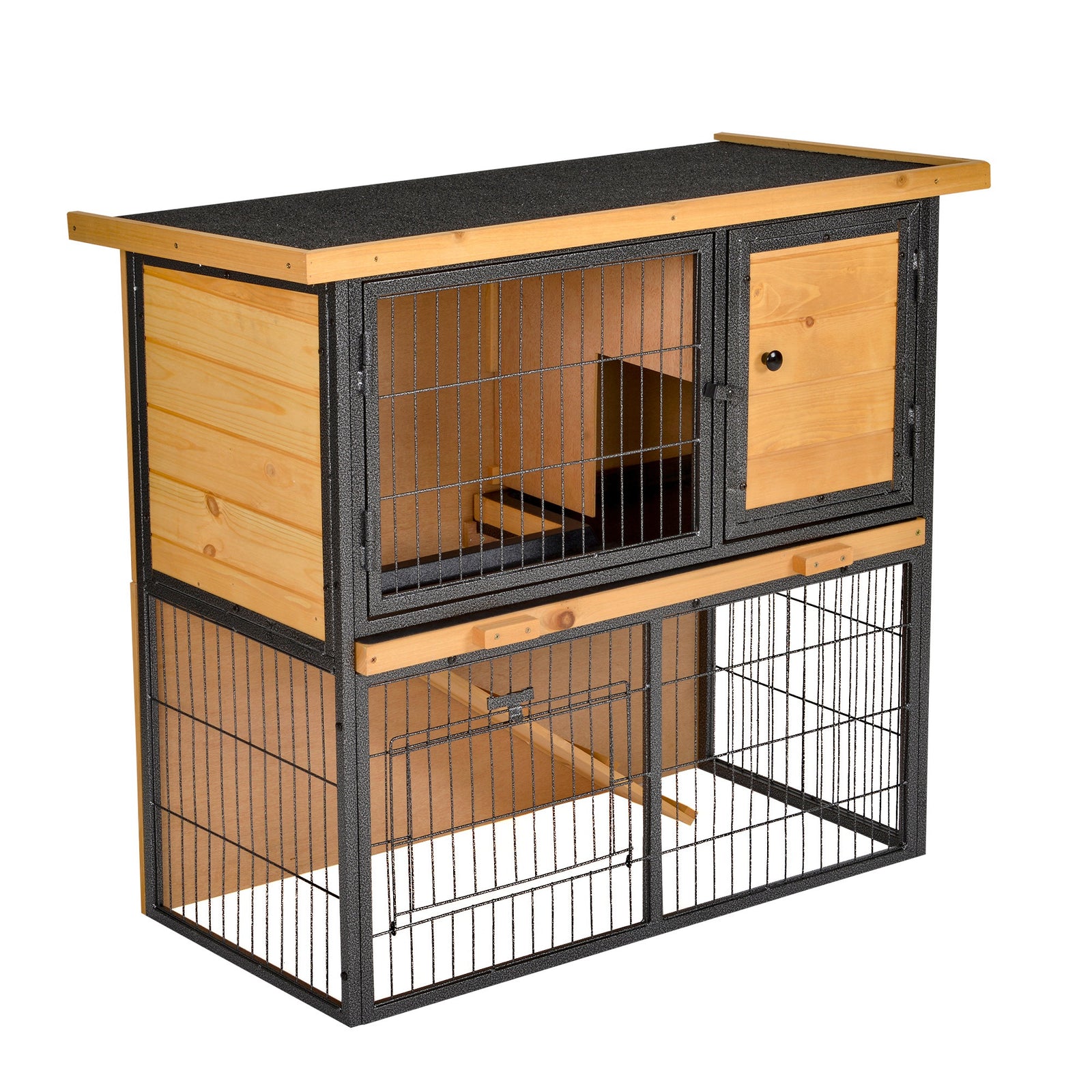 Wood-metal Rabbit Hutch Elevated Pet House Outdoor 89.5 X 45 X 81cm