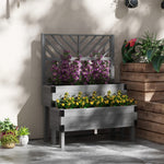 2-tier Wooden Raised Bed With Trellis, Garden Planter