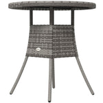 70cm Outdoor Rattan Dining Table W/ Wood-composite Top