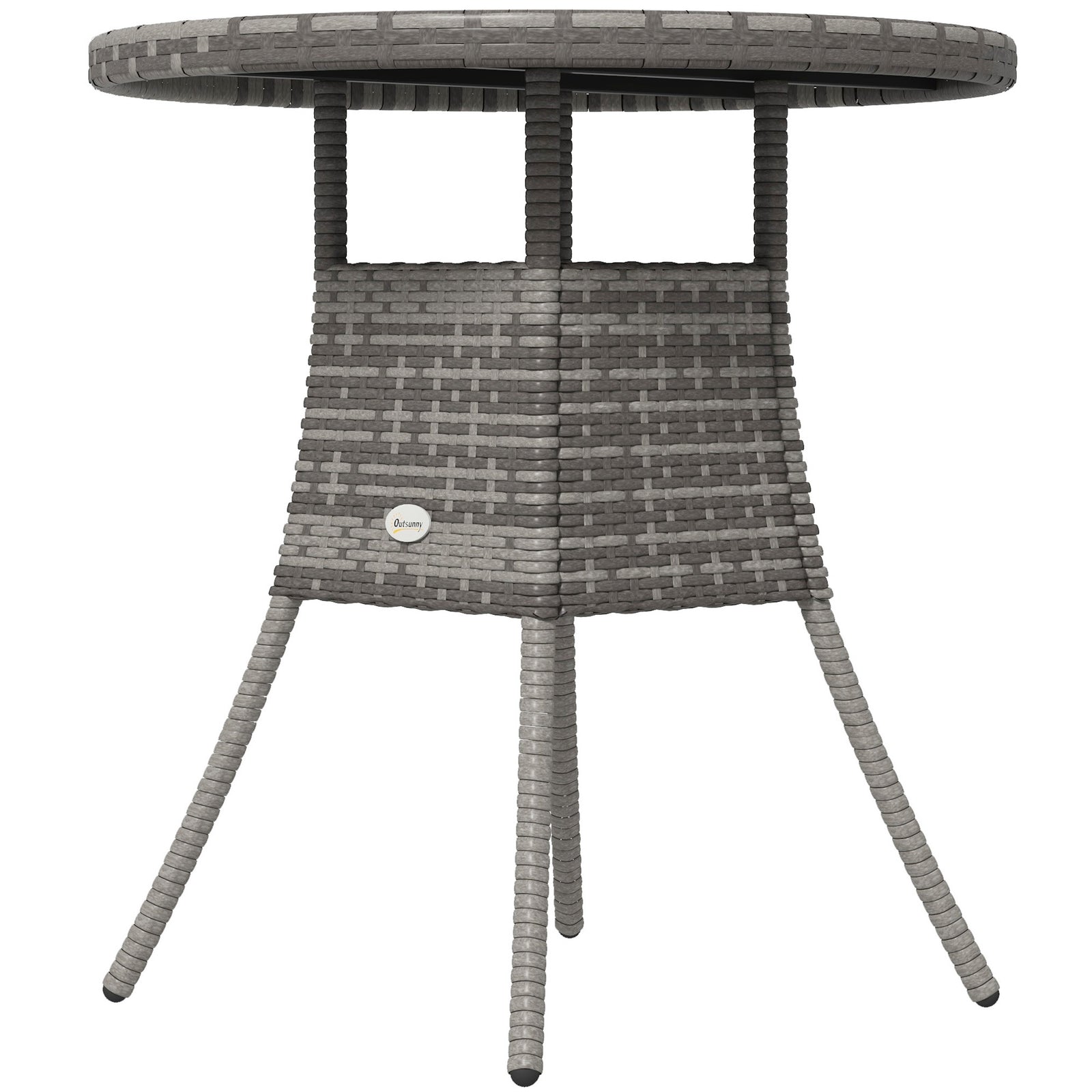 70cm Outdoor Rattan Dining Table W/ Wood-composite Top