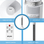 Smart Bladeless 38" Tower Fan 3 Speeds - Remote & Oscillation Feature | White