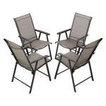 Metallic-frame And Fabric Foldable Chairs Set Of 4