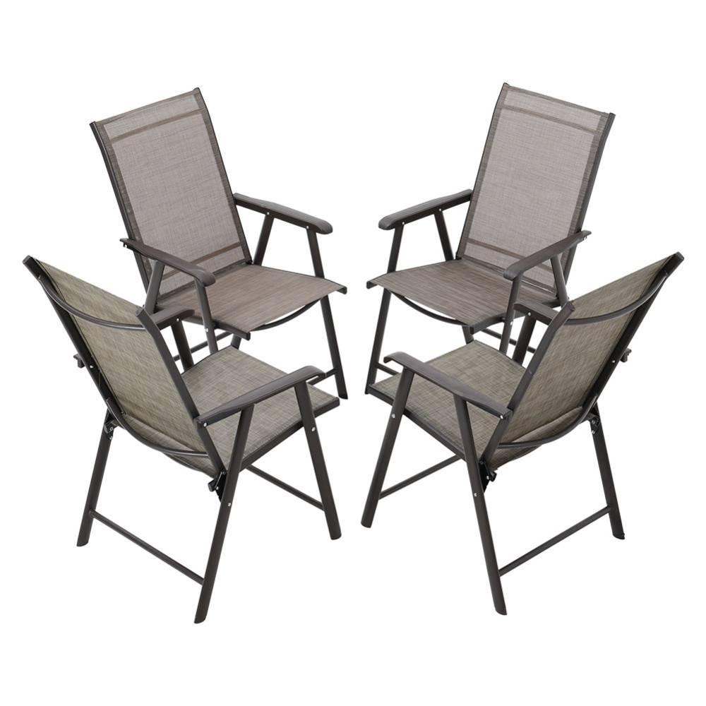 Metallic-frame And Fabric Foldable Chairs Set Of 4