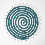Spiral Cotton Round Bath Mat With Pom Pom Edges | 60cm | Teal