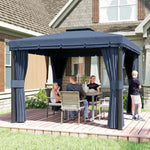 3 X 3(m) Garden Gazebo Shelter Party Tent With 2 Tier Roof | Dark Blue