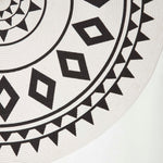 Lia White & Black Mandala Handoven Cotton Rug Round | 120cm | Black & White