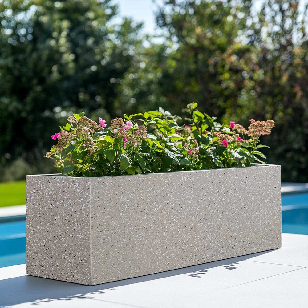 Zinc Galvanised Trough Planter | 75cm x 32cm x 32cm | Grey & White