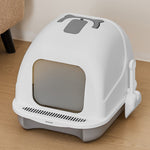 Durable Pp Cat Litter Box With Handle And Scoop Portable | White