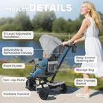 6 In 1 Kids Trike, Toddler Tricycle With Parent Handle | Grey