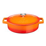 Cast Iron Casserole Dish 28cm Oven Proof Enamelled Pan With Lid | Orange