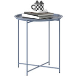 46cm Round Garden Table Side Table With Removable Tray | Blue