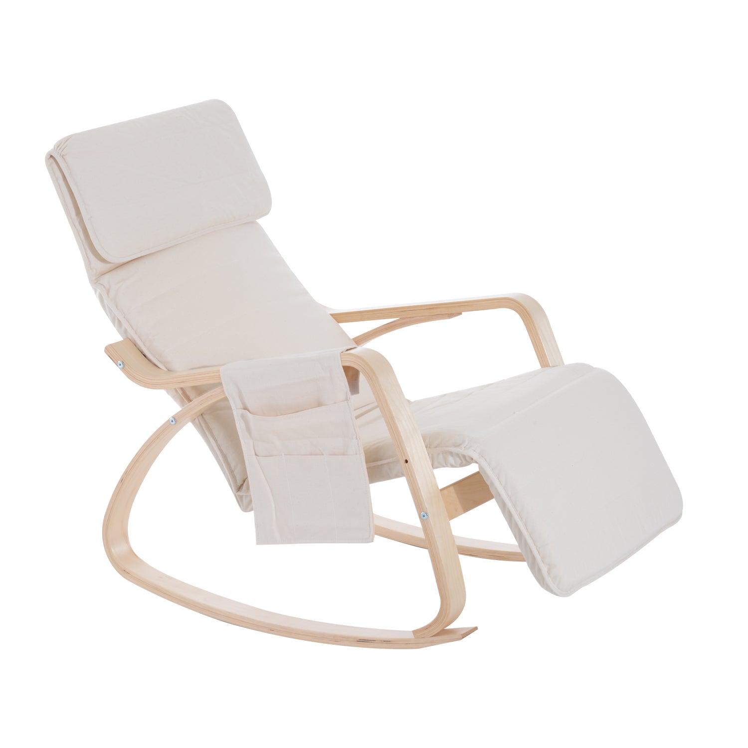 Rocking Chair Recliner Armchair With Adjustable Footrest | One Size | Cream