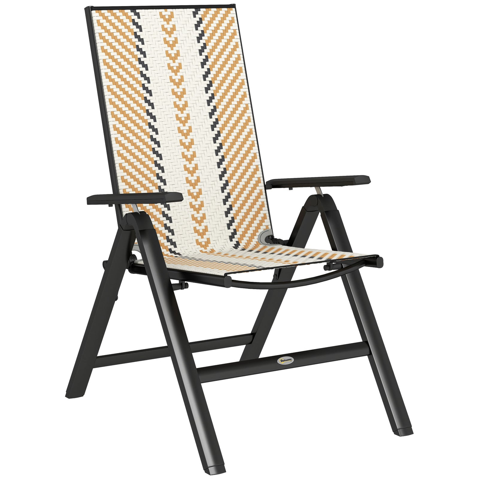 Outdoor Rattan Folding Chair, 5-position Backrest | Orange