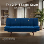 Mondaine Velvet Sofa Bed 3 Seater | Navy Blue