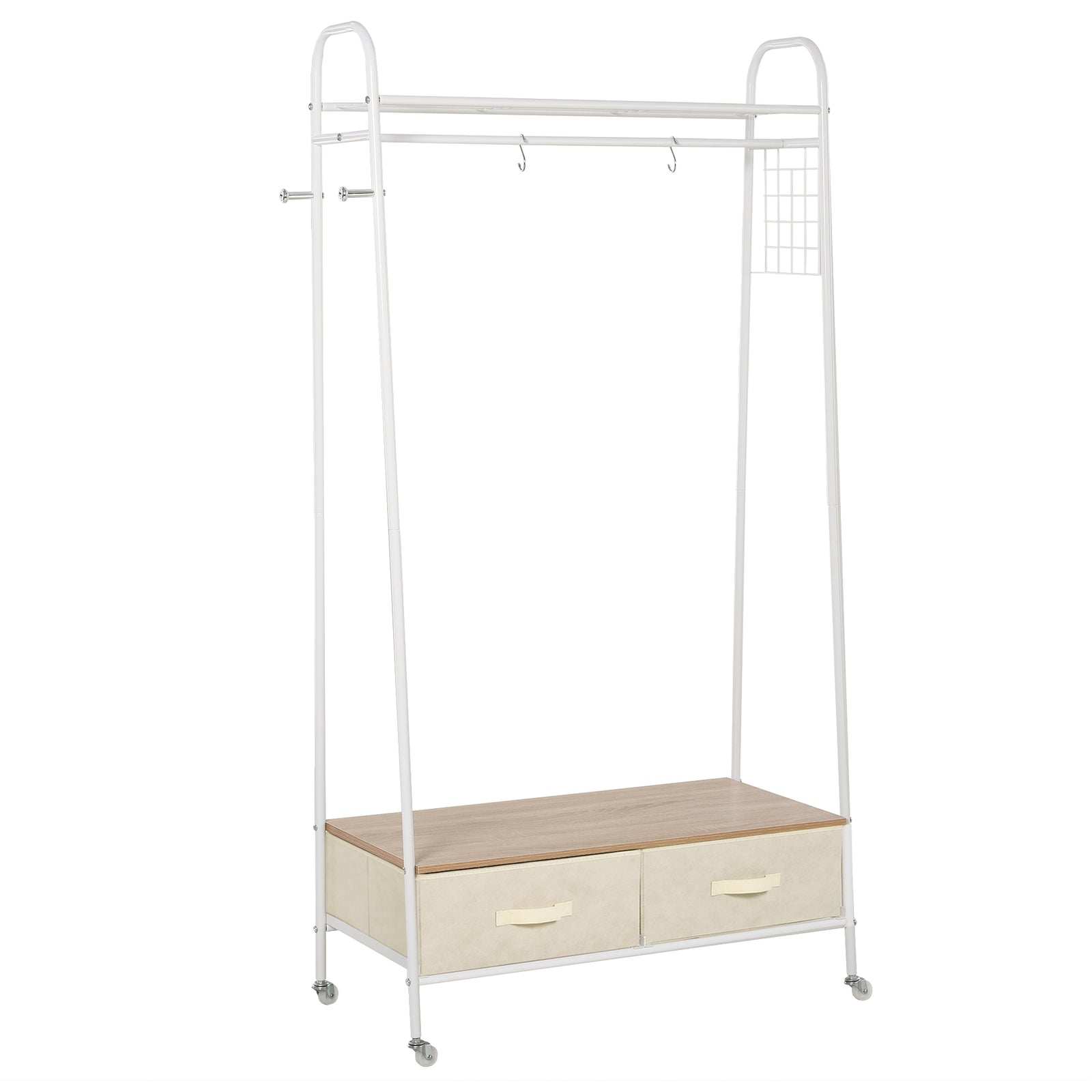Rolling Coat Rack Clothes Stand Garment Storage Shelf