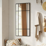 HOMCOM Window Style Vanity Mirror 110 X 50cm Hanging Wall Mirror Black