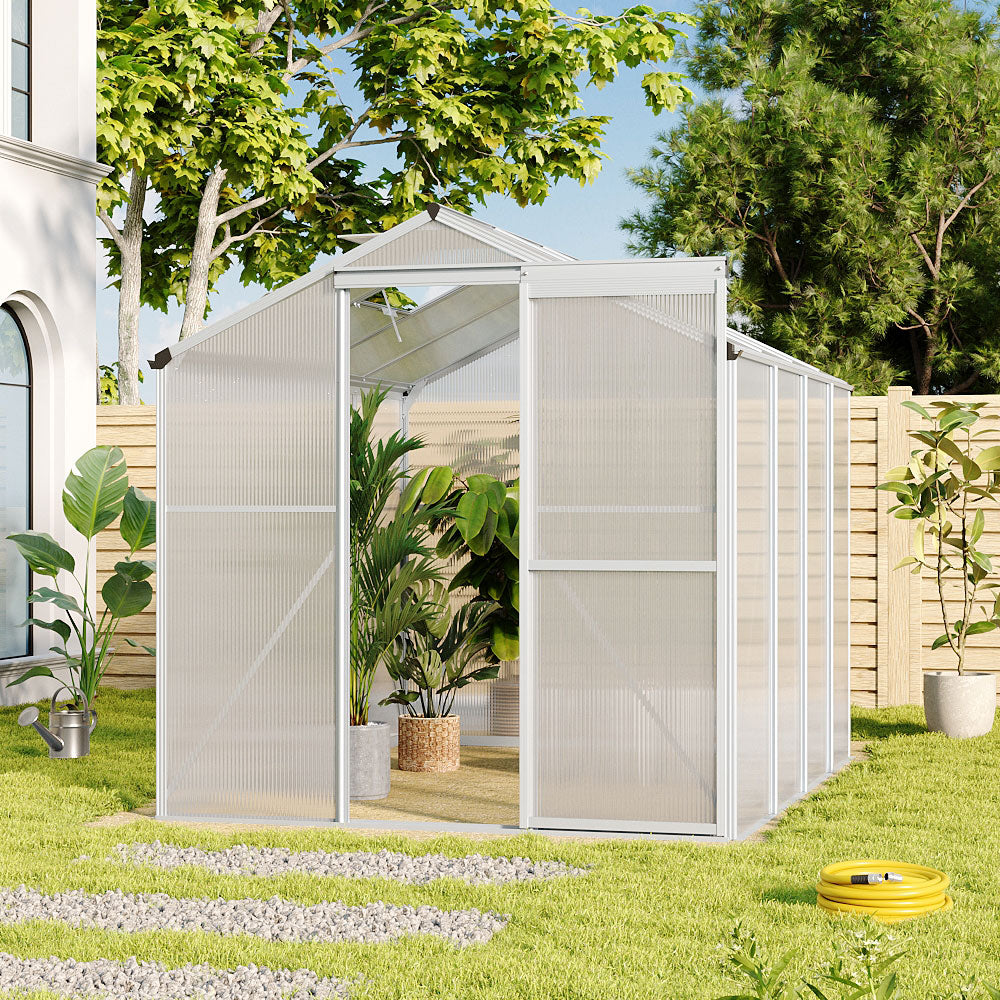6 x 6-10FT Silver Aluminum Hobby Greenhouse With Operable Window | Medium | Clear