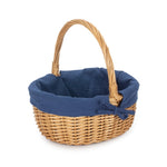 Wicker Shopping Basket Buff Willow Oval Shopper | Navy Blue