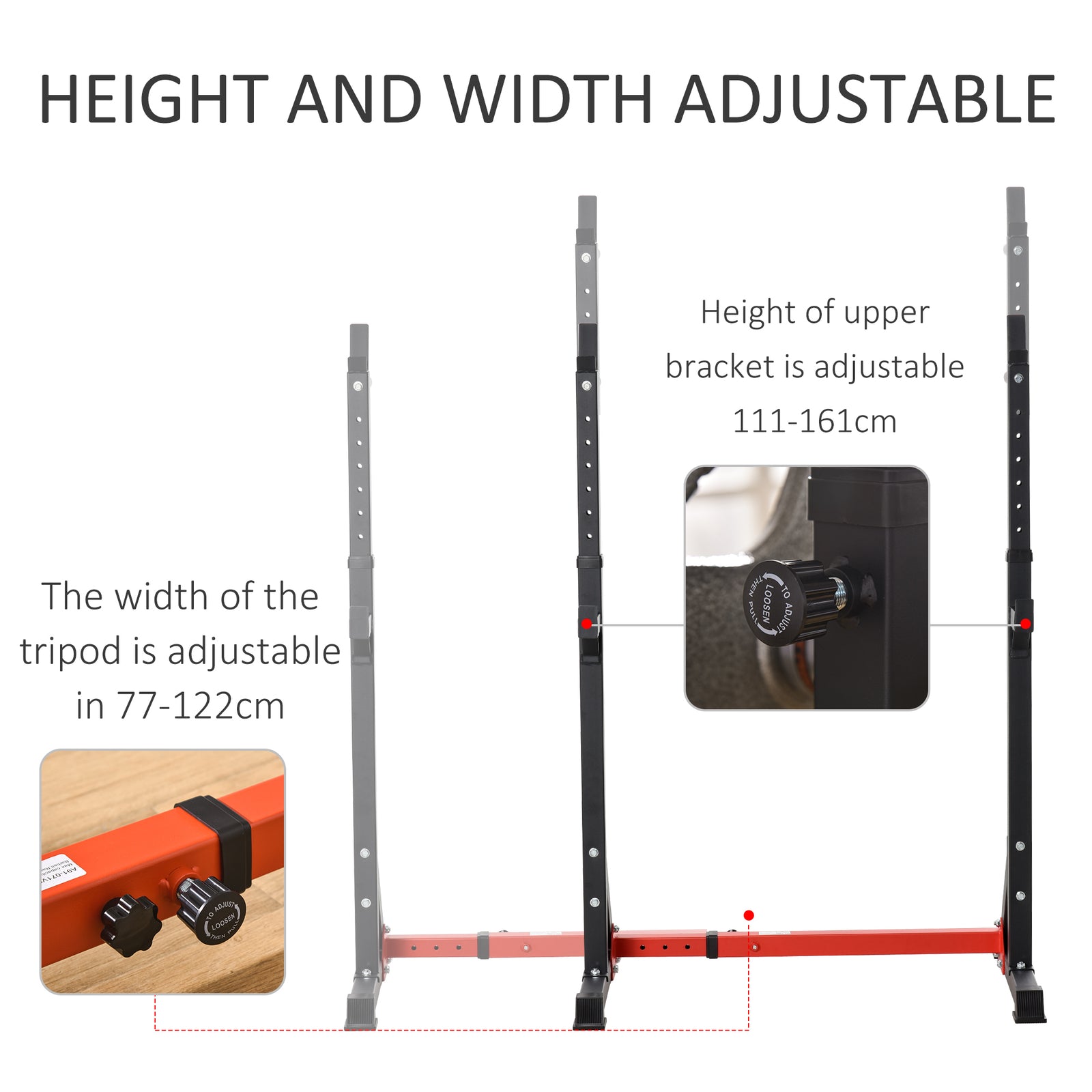 Squat Dip Stand Weight Lifting Bench 121-171cm | Black