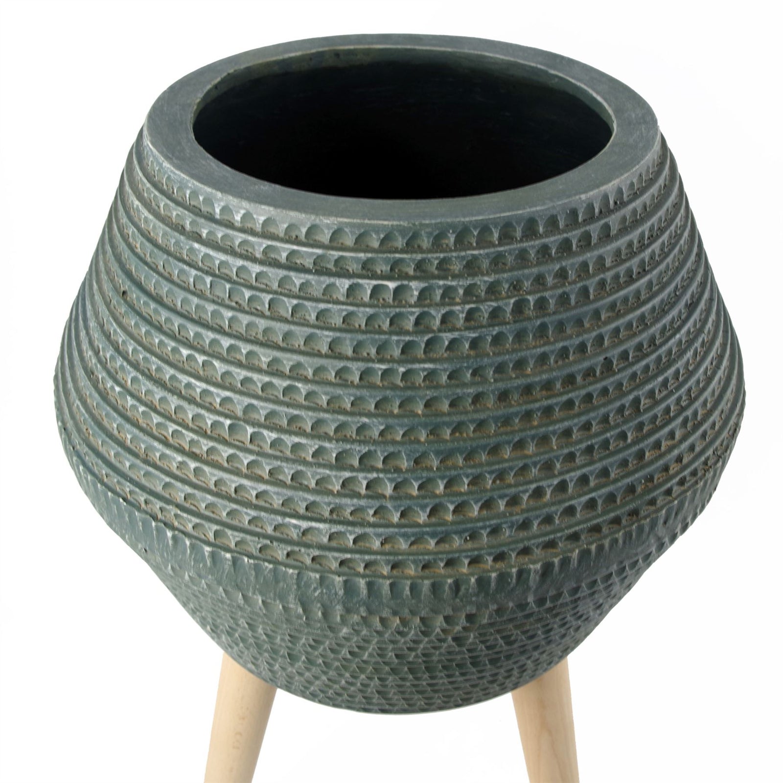 Large Composite Blue Grey Planter With Stand