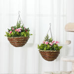 2 Pcs 34cm Artificial Lisianthus Flower Hanging Basket | Set of 2 | Pink