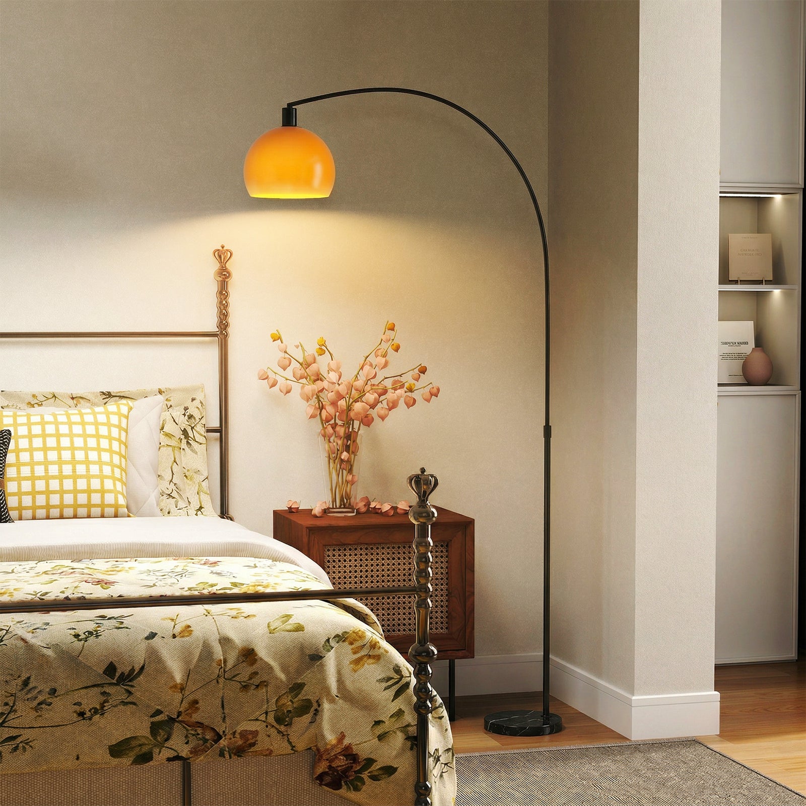 Modern Standing Lamp With Shade & Foot Switch | Black