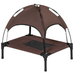 Pawhut 61cm Elevated Dog Bed Cooling Raised Pet Cot Uv Protection Canopy | Brown