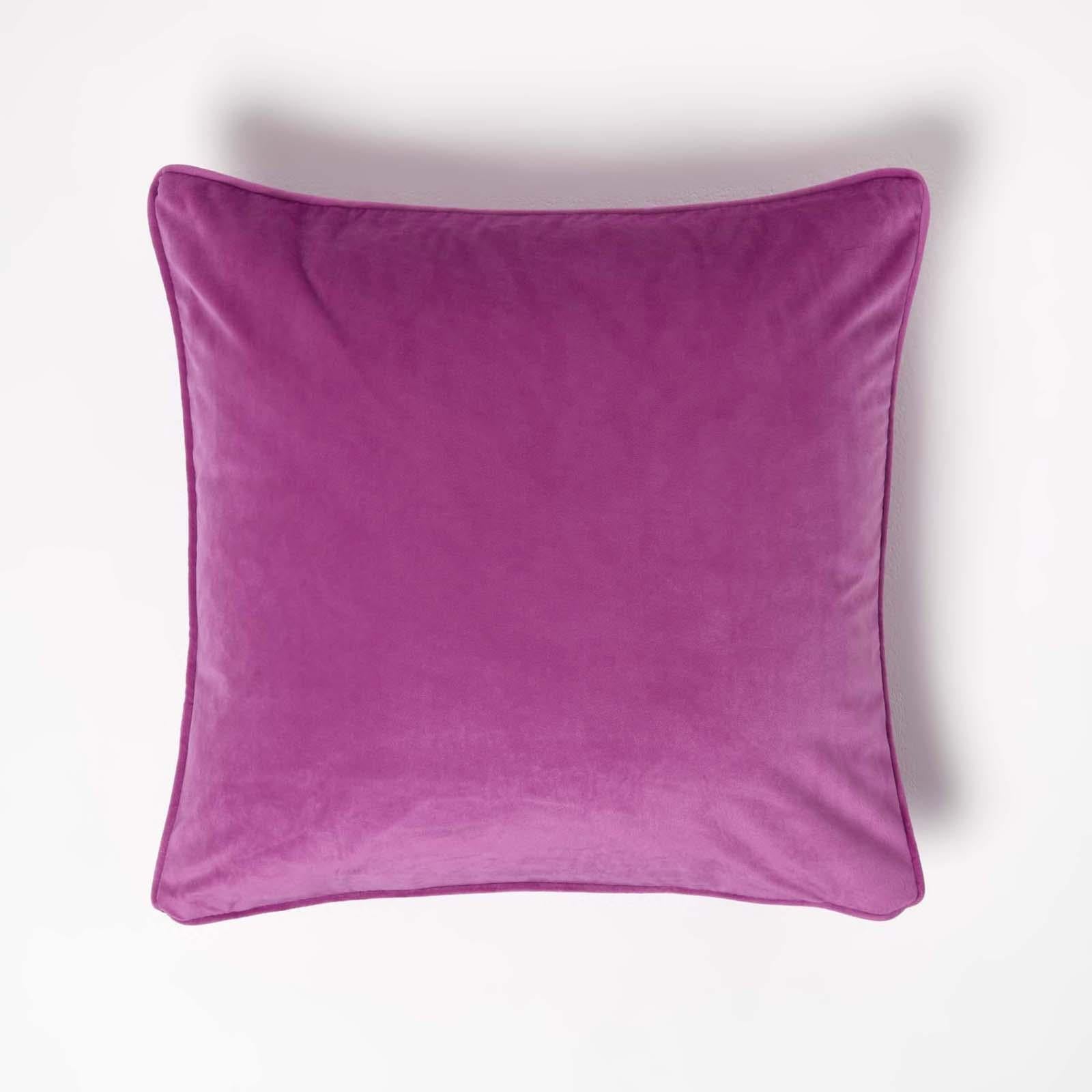 Filled Velvet Cushion With Piped Edge 46 X 46 Cm | 45cm x 45cm | Hot Pink