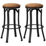 Microfiber Cloth Bar Stools With Steel Legs Set Of 2
