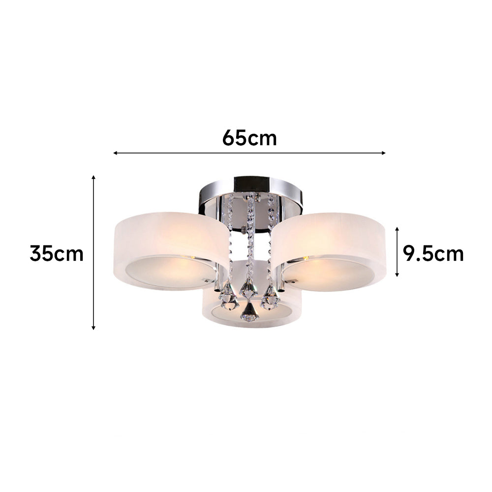 Modern Round Acrylic Led Semi Flush Mount With Crystal Accent