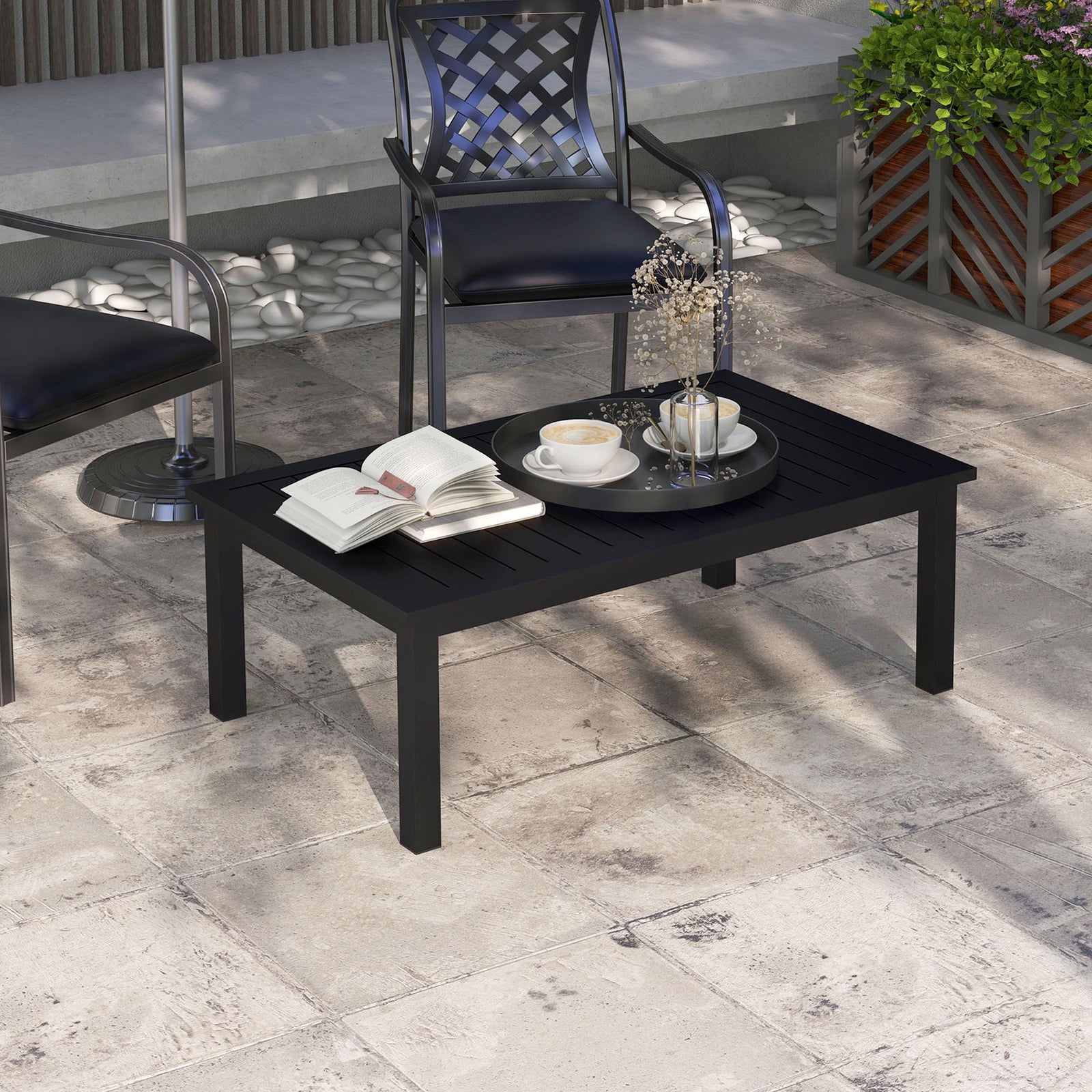 Aluminium Outdoor Coffee Table Patio Table | Black