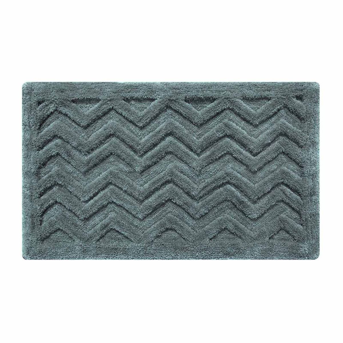Chevron Geometric Pattern Thick Bathmat | 50 x 80cm | Grey