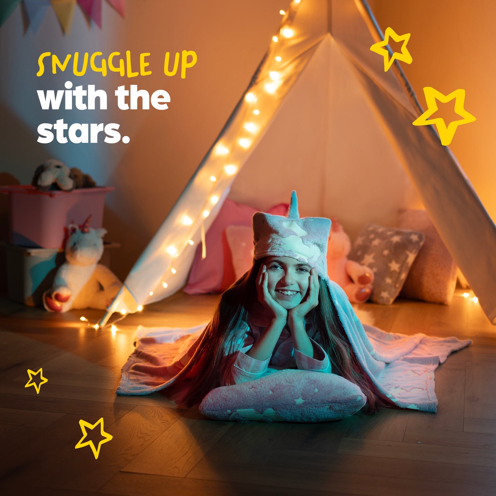 Glow In The Dark Pink Unicorn Hooded Blanket For Girls Boys And Kids