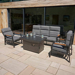 MonsterShop 5 Seater Reclining Furniture Set With Firepit