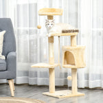 Cat Tree Activity Centre Scratching Post With Toys 4-tier Beige 114cm
