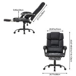 Ergonomic Black Pu Office Chair – High Back, Recline 135°, Built-in Footrest, Adjustable Height, 360° Swivel