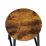 Set Of 2 Industrial Wooden Round Bar Stools With Metal Legs – Vintage Style