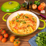 Shallow Cast Iron Casserole Pot With Lid  - 30cm , 3.7-quart | Green